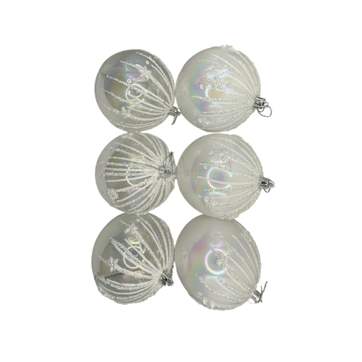 [LT-249] Boule de noël 10cm blanche x6 