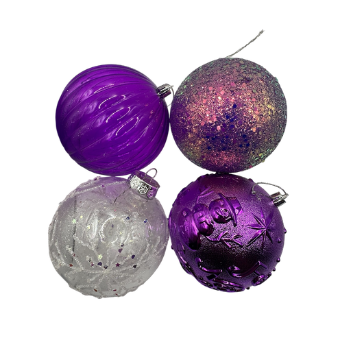 [LT-193] Boule de noel Mauve mixte 10cm 24pcs