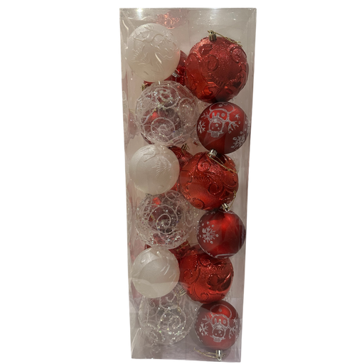 [LT-196] Boule de noel Rouge Mixte  24pcs 8cm/10cm 
