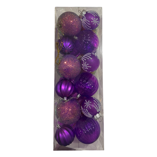 [LT-201] Boule de noel Mauve mixte  24pcs 6cm/8cm  