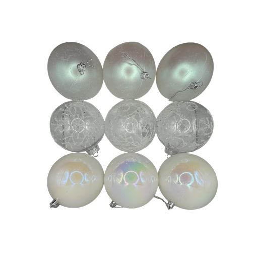 [LT-206] Boule de noel Blanc mixte 12pcs 10cm 
