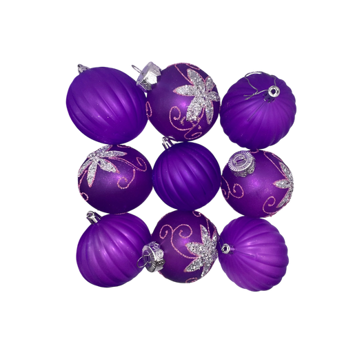 [LT-208] Boule de noel Mauve 9pcs 8cm