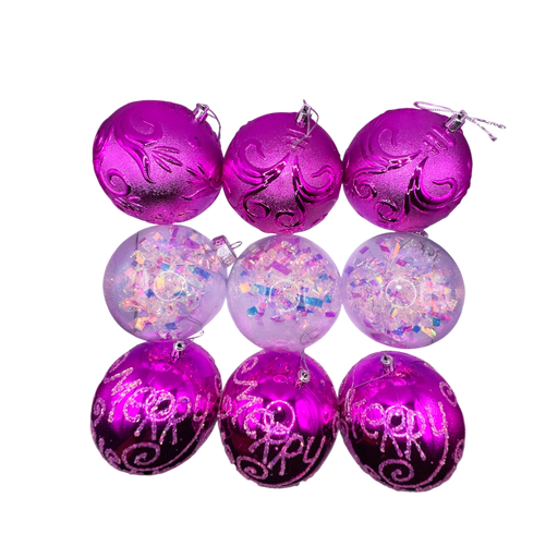 [LT-212] Boule de noel Mauve 9pcs 10cm   