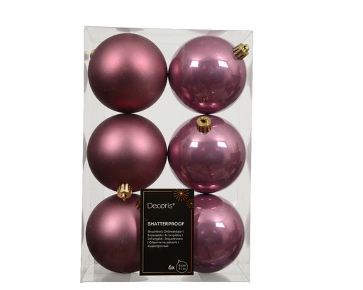 [KAE-022672] Boule de noel dia:8cm 6pcs Rose Pale