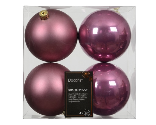 [KAE-022676] Boule de noel dia:10cm 4pcs Rose Pale 