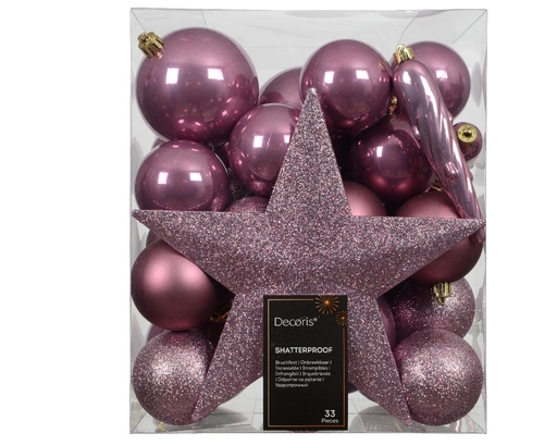 [KAE-022688] Boule de noel dia:8cm 33pcs Rose Pale