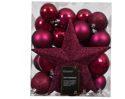 [KAE-022856] Boule de noel dia:8cm 33pcs Festive Pink