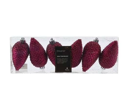 [KAE-022866] Pomme de pin paillettes 8*4,5cm 6pcs Festive Pink