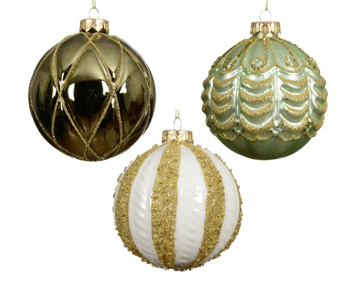 [KAE-062846] Boule de noel en verre dia:10cm Assortie 