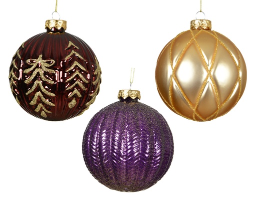 [KAE-062849] Boule de noel en verre dia:10cm Assortie 