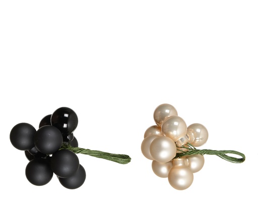 [KAE-715136] Boule sur fil verre email dia:2cm Noir/Blanc 
