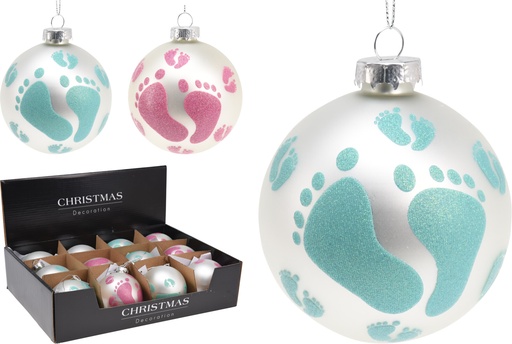 [KOO-ABR821900] Boule de noel pied bébé 8cm
