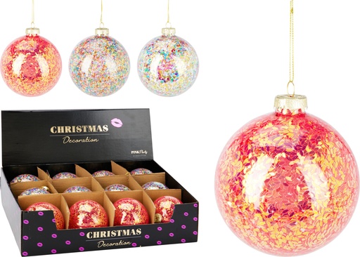 [KOO-ABR221880] Boule de noel confettis dia:10cm