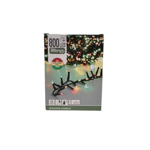 [KOO-AX8560830] Guirlande lumineuse 800led 16m Rouge/Vert/Blanc Chaud