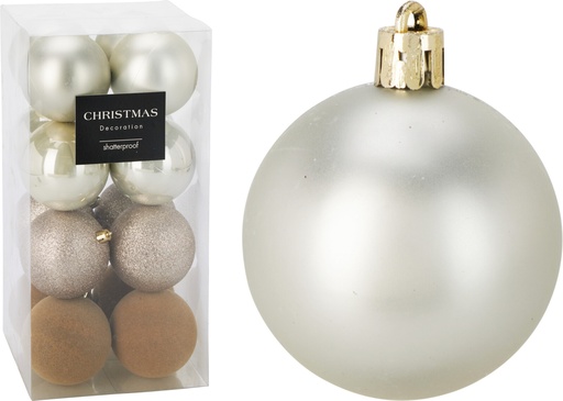[KOO-CAN310200] Boule de noel 16pcs 8cm Champagne