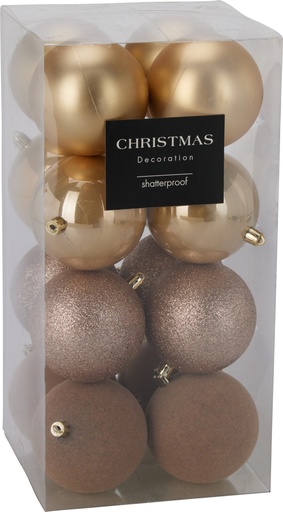 [KOO-CAN310210] Boule de noel 16pcs 8cm Dore
