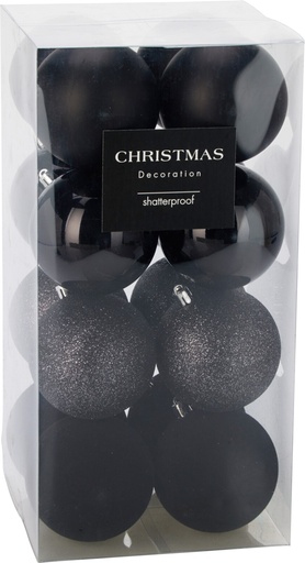 [KOO-CAN310280] Boule de noel 16pcs 8cm Noir