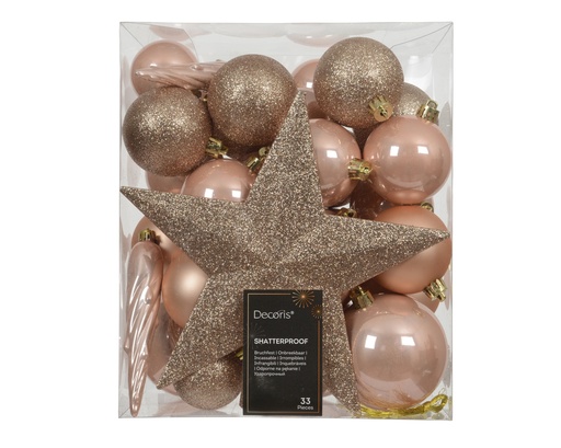 [KAE-022689] Boule de noel dia:8cm 33pcs Peach Pearl