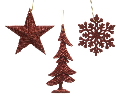 [KAE-515083] Suspension 3assortiments 10,5*10,5 Rouge Noel