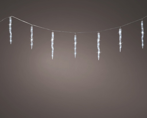 [KAE-497482] Guirlande stalactite lumineuse 3,6m fil blanc/Blanc Chaud