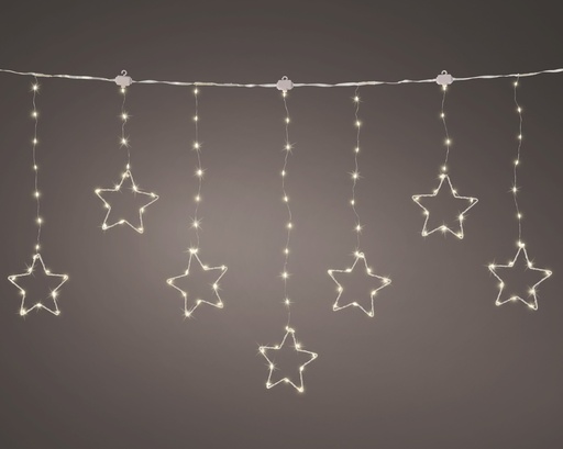 [KAE-493312] Guirlande lumineuse Stalactite Étoile 60*120 Argent/Blanc Chaud