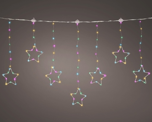 [KAE-493314] Guirlande lumineuse Stalactite Étoile 60*120 Argent/Multi doux