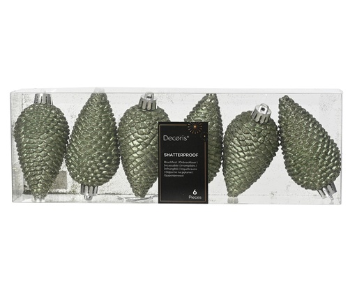 [KAE-028676] Boule de noel pomme de pin 8*4,5 6pcs Vert Romarin