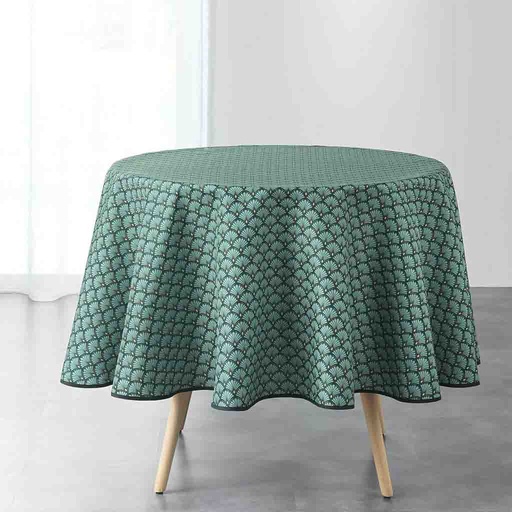 [L3C-1722864] Nappe ronde diam:180cm polyester imprimé Artchic vert