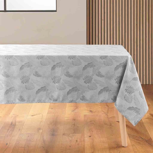 [L3C-1723337] Nappe rectangle 140x250cm Jacquard enduit Enola gris