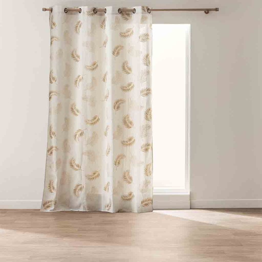 [L3C-1612972] Rideau à oeillets 140x240cm polycoton imprimé Métallise Isadora ocre