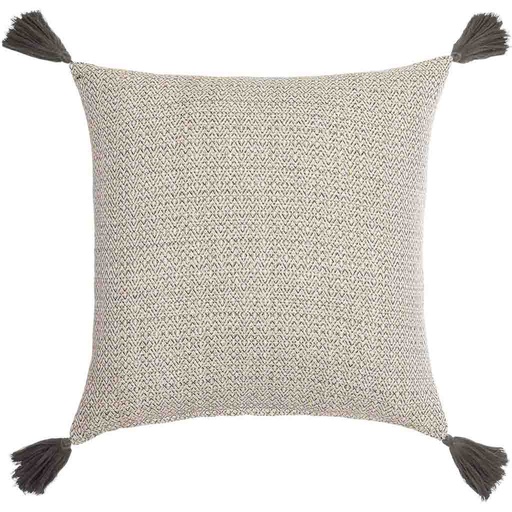 [L3C-1612978] Coussin déhoussable compressé pompons 45x45cm coton/polyester + fils metal Manolo