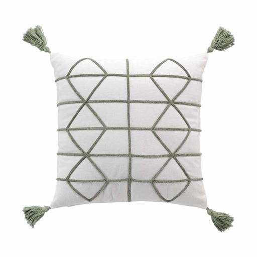 [L3C-1611950] Housse coussin pompons + encart 40x40cm uni  + fantaisie Soho