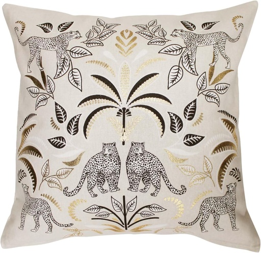 [L3C-1612241] Housse de coussin + encart 40x40cm coton imprimé or Malaga naturel des places