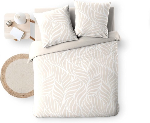 [L3C-1645209] Parure 3P 240x220cm imprime 57 fils allover Morgan naturel