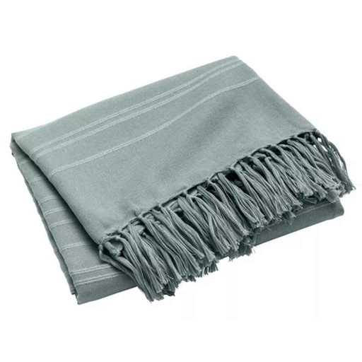 [L3C-1612946] Plaids à frange 220x240cm coton uni+franges Lilia suage