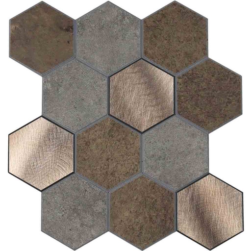 [L3C-1770144] Credence adhésive 4 pièces 25x25cm mural Hexa beton