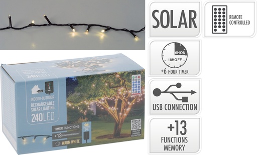 [KOO-AEX100120] Guirlande lumineux solaire 560led Blanc Chaud